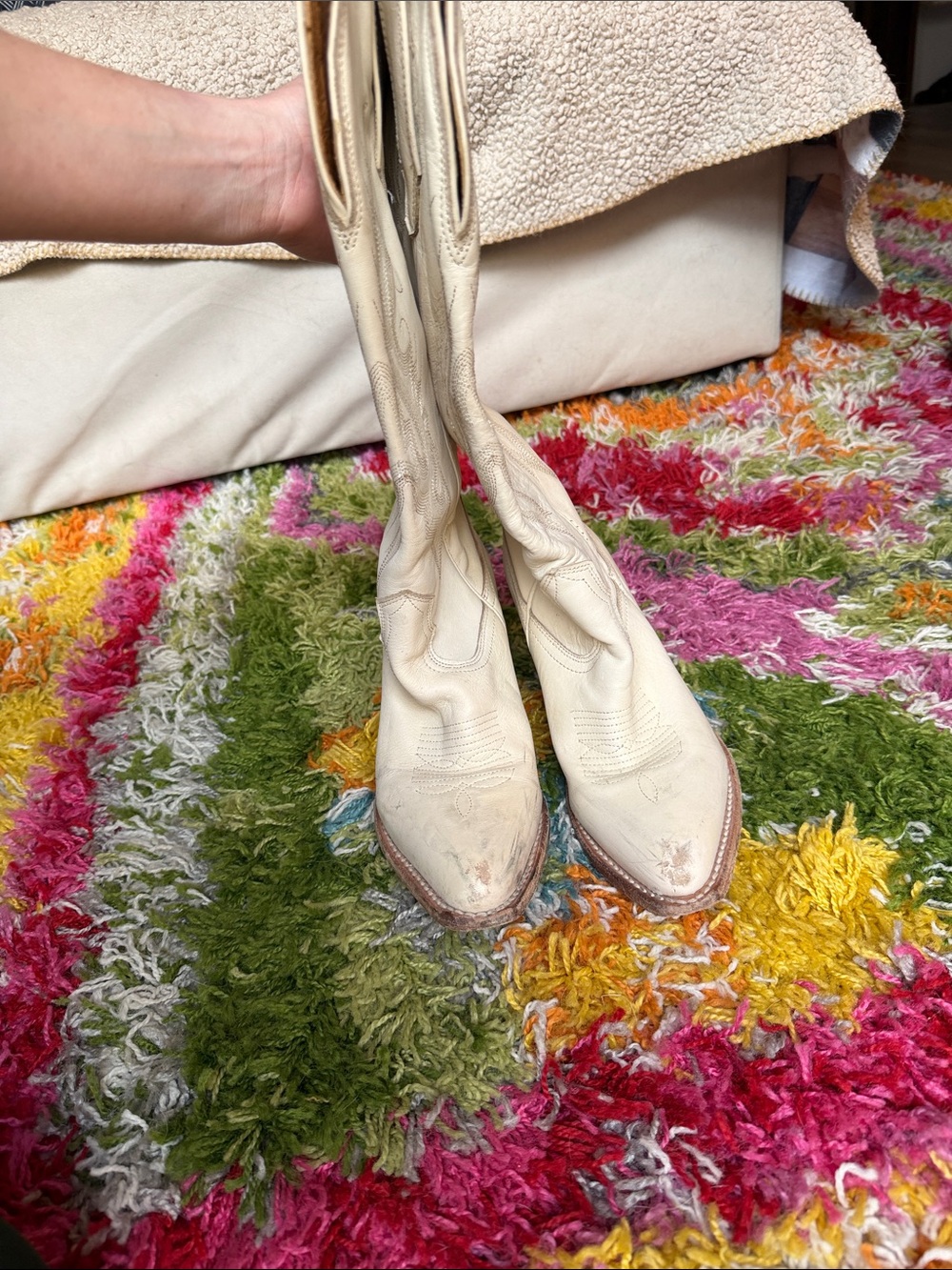 Freebird | 'Jackson' Ivory Leather Western Mid-Calf Boots with Block Heel - Picture 3 of 14
